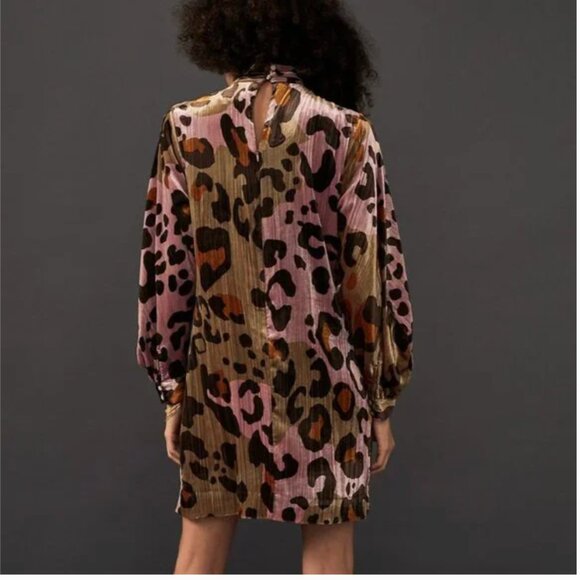 ⭐️ 🌻 Eleanor Velvet Leopard Cat Boho Cottage Peasant Chic Hipster Classy Dress - Picture 7 of 11